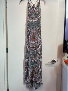 Billabong Multicolor Geometric Halter Dress - Blue, Pink, Yellow